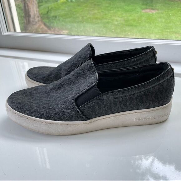 MICHAEL MICHAEL KORS Keaton Logo Slip-On Sneakers, Black Coated Canvas sz 7.5M - Picture 3 of 10